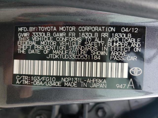 Photo 10 from auction – 2012 TOYOTA YARIS with VIN JTDKTUD33CD531184