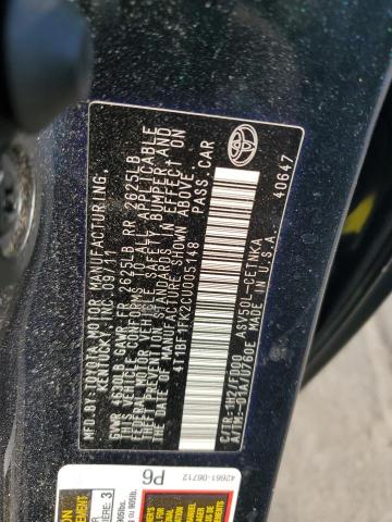 Photo 10 from auction – 2012 TOYOTA CAMRY BASE with VIN 4T1BF1FK2CU005148