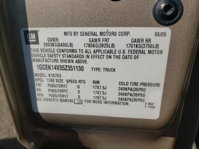 Photo 10 from auction – 2005 CHEVROLET SILVERADO with VIN 1GCEK14V35Z351130