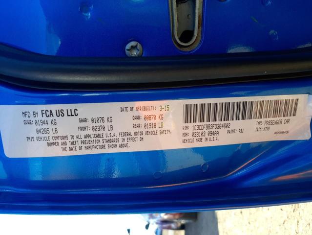 Photo 10 from auction – 2015 DODGE DART SXT with VIN 1C3CDFBB3FD364602