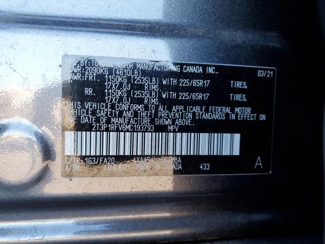 Photo 10 from auction – 2021 TOYOTA RAV4 XLE with VIN 2T3P1RFV6MC193793