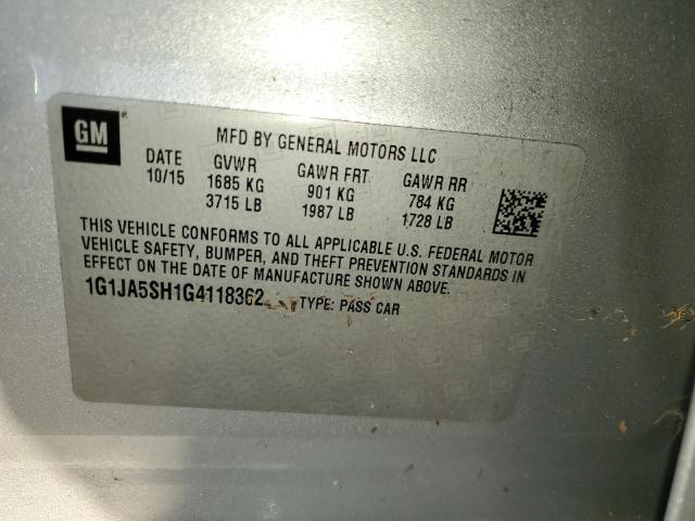 Photo 10 from auction – 2016 CHEVROLET SONIC LS with VIN 1G1JA5SH1G4118362