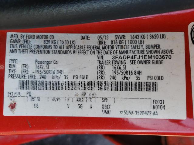 Photo 10 from auction – 2014 FORD FIESTA TIT with VIN 3FADP4FJ1EM103670