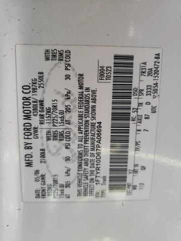 Photo 10 from auction – 2007 FORD RANGER with VIN 1FTYR10D67PA06694