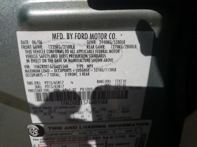 Photo 10 from auction – 2007 FORD FREESTYLE with VIN 1FMZK02157GA05568