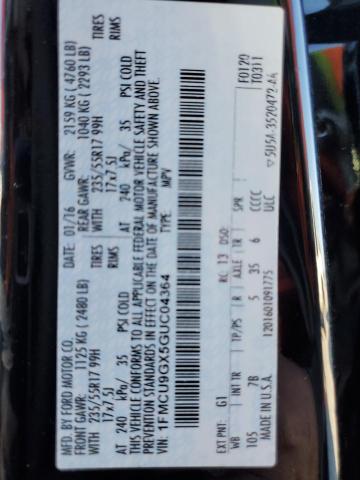 Photo 10 from auction – 2016 FORD ESCAPE SE with VIN 1FMCU9GX5GUC04364