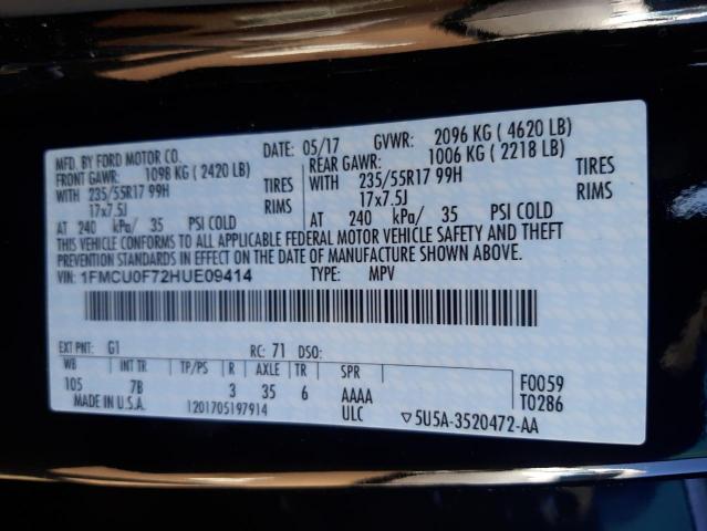 Photo 10 from auction – 2017 FORD ESCAPE S with VIN 1FMCU0F72HUE09414