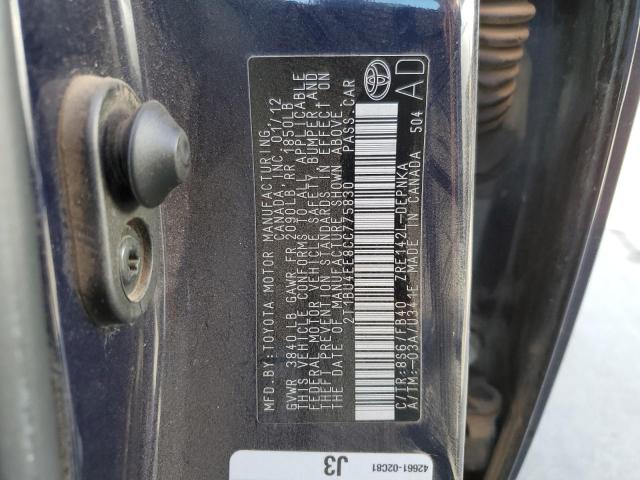 Photo 10 from auction – 2012 TOYOTA COROLLA BA with VIN 2T1BU4EE8CC775830