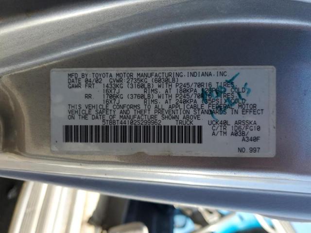 Photo 10 from auction – 2002 TOYOTA TUNDRA ACC with VIN 5TBBT44102S299962
