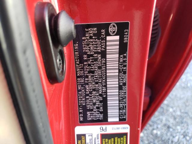 Photo 10 from auction – 2012 TOYOTA CAMRY BASE with VIN 4T1BF1FK4CU595790