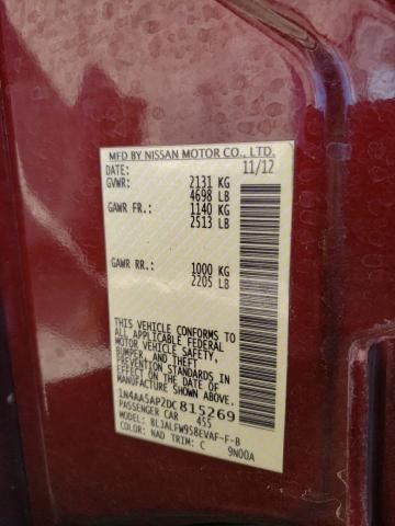 Photo 10 from auction – 2013 NISSAN MAXIMA S with VIN 1N4AA5AP2DC815269