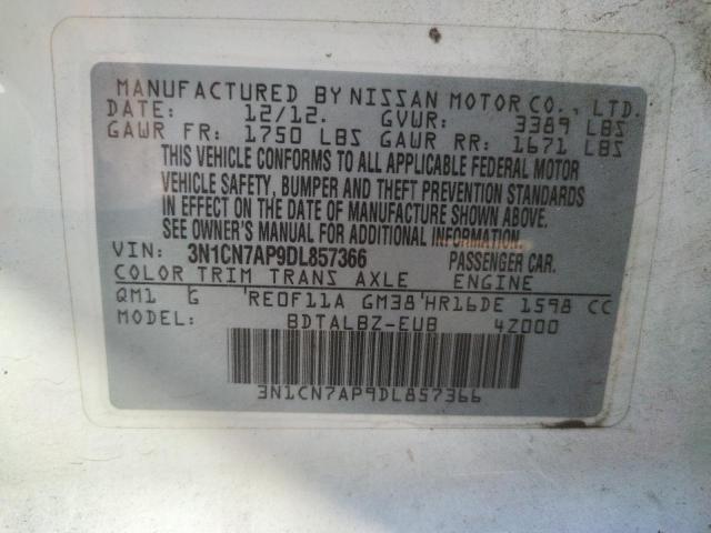 Photo 10 from auction – 2013 NISSAN VERSA S with VIN 3N1CN7AP9DL857366