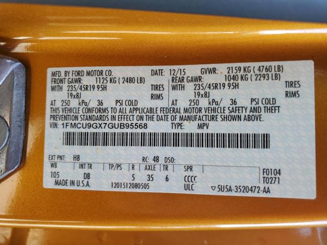 Photo 10 from auction – 2016 FORD ESCAPE SE with VIN 1FMCU9GX7GUB95568