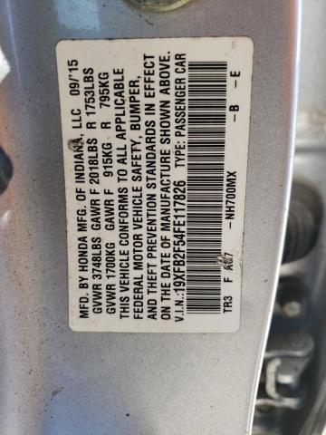 Photo 10 from auction – 2015 HONDA CIVIC LX with VIN 19XFB2F54FE117826