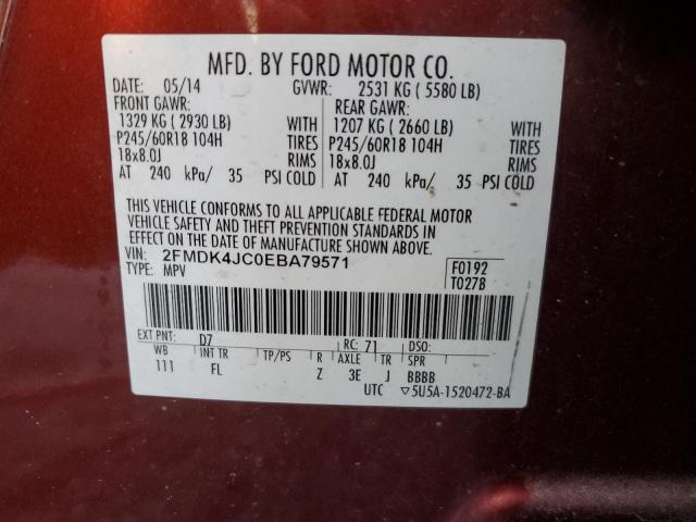 Photo 10 from auction – 2014 FORD EDGE SEL with VIN 2FMDK4JC0EBA79571