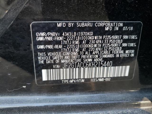 Photo 10 from auction – 2019 SUBARU CROSSTREK with VIN JF2GTACC6KH215440