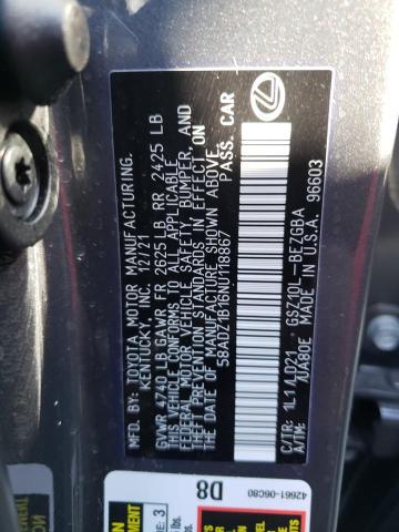Photo 10 from auction – 2022 LEXUS ES 350 BAS with VIN 58ADZ1B16NU118867