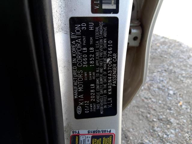 Photo 10 from auction – 2012 KIA RIO EX with VIN KNADN4A37C6076610