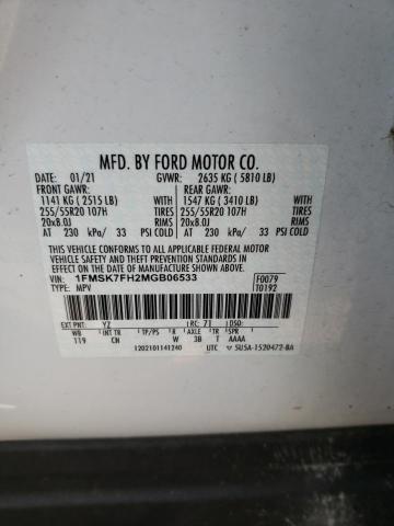 Photo 10 from auction – 2021 FORD EXPLORER L with VIN 1FMSK7FH2MGB06533