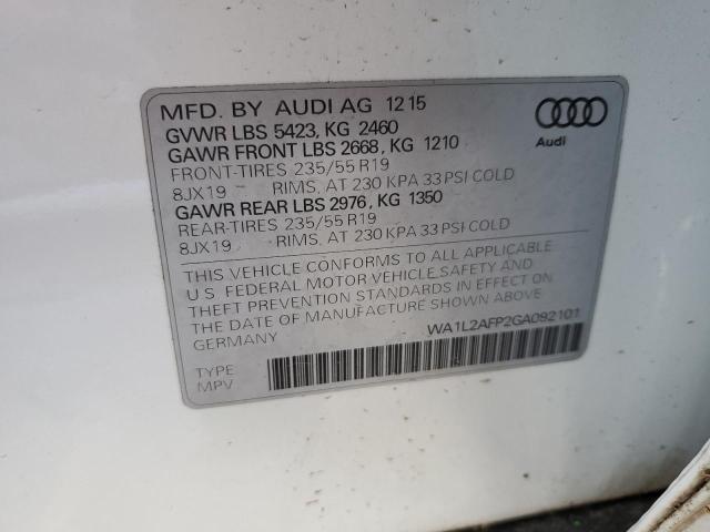 Photo 10 from auction – 2016 AUDI Q5 PREMIUM with VIN WA1L2AFP2GA092101