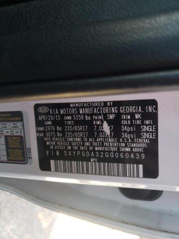 Photo 10 from auction – 2016 KIA SORENTO LX with VIN 5XYPGDA32GG060439