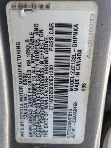 Photo 10 from auction – 2003 TOYOTA COROLLA MA with VIN 2T1KR32E83C051300
