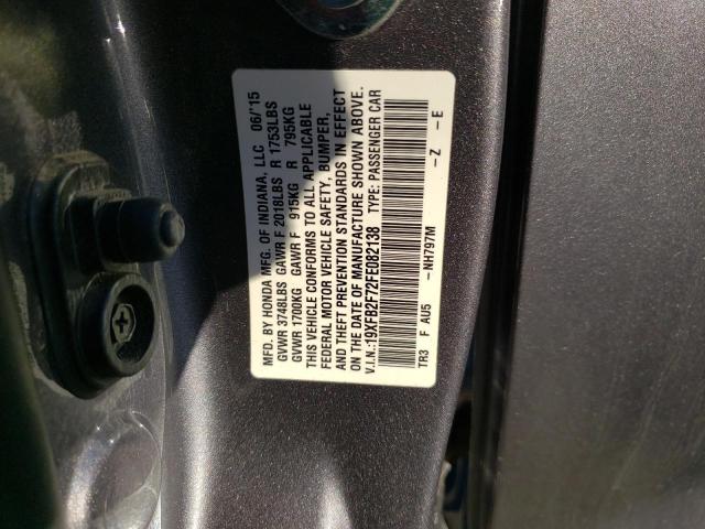 Photo 10 from auction – 2015 HONDA CIVIC SE with VIN 19XFB2F72FE082138