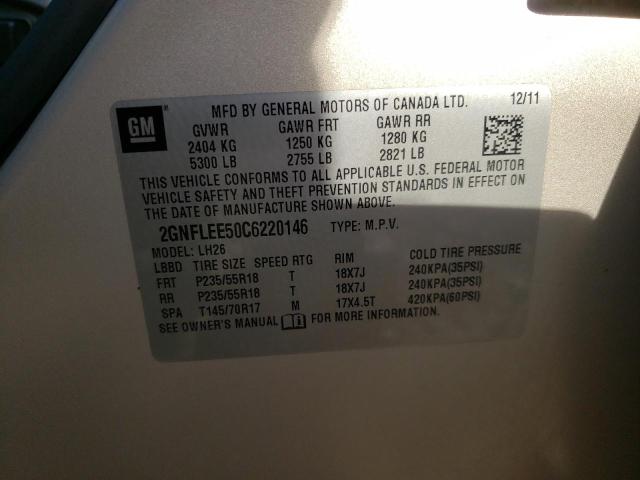 Photo 10 from auction – 2012 CHEVROLET EQUINOX LT with VIN 2GNFLEE50C6220146