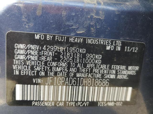 Photo 10 from auction – 2013 SUBARU IMPREZA PR with VIN JF1GPAD61DH818686