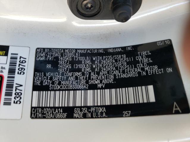 Photo 10 from auction – 2011 TOYOTA SIENNA with VIN 5TDDK3DC0BS006642