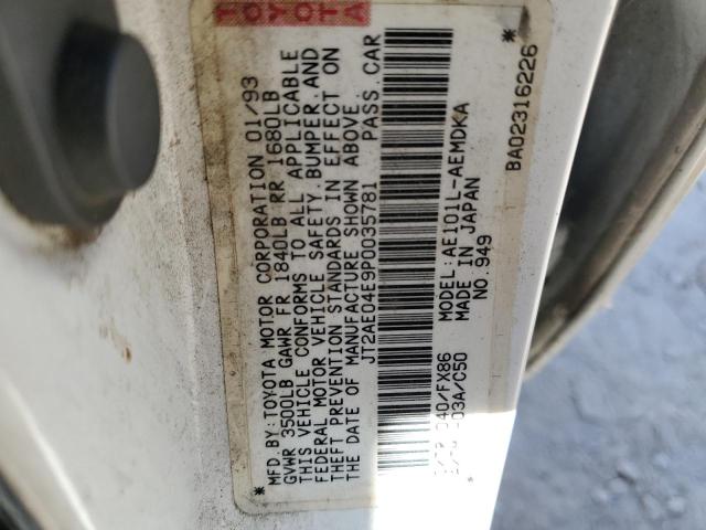Photo 10 from auction – 1993 TOYOTA COROLLA with VIN JT2AE04E9P0035781