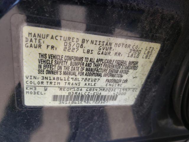 Photo 10 from auction – 2008 NISSAN SENTRA 2.0 with VIN 3N1AB61E98L722127