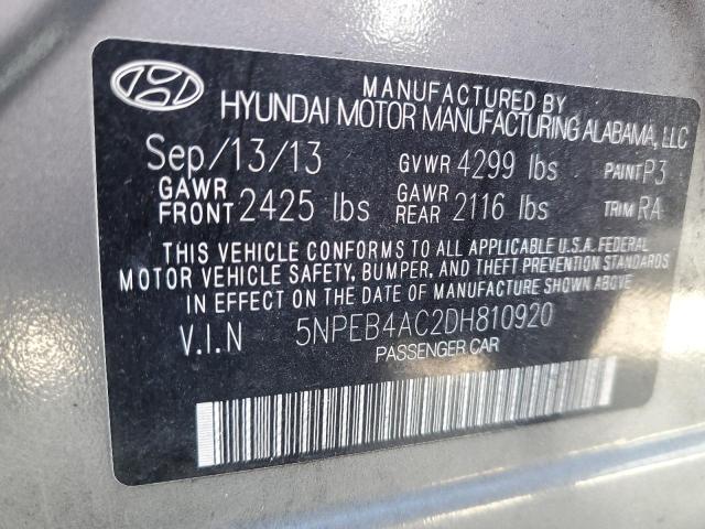 Photo 10 from auction – 2013 HYUNDAI SONATA GLS with VIN 5NPEB4AC2DH810920