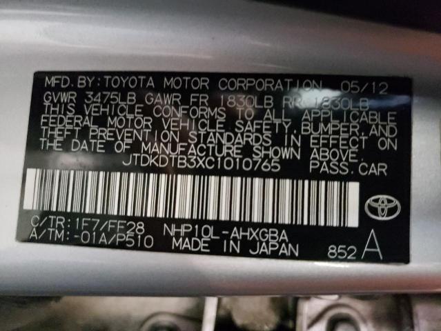 Photo 10 from auction – 2012 TOYOTA PRIUS C with VIN JTDKDTB3XC1010765