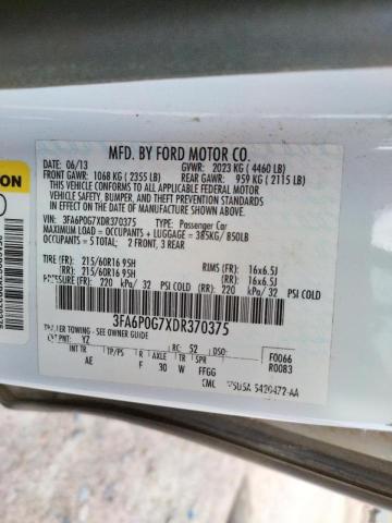 Photo 10 from auction – 2013 FORD FUSION S with VIN 3FA6P0G7XDR370375