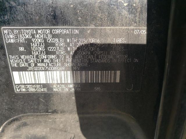 Photo 10 from auction – 2005 TOYOTA RAV4 with VIN JTEGD20V750089269