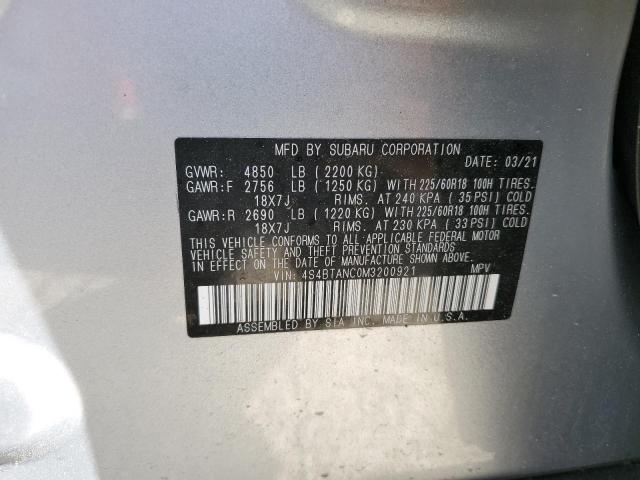 Photo 10 from auction – 2021 SUBARU OUTBACK LI with VIN 4S4BTANC0M3200921
