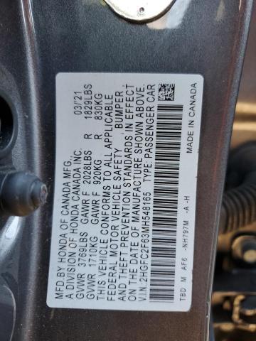 Photo 10 from auction – 2021 HONDA CIVIC LX with VIN 2HGFC2F63MH548165