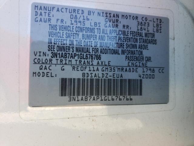 Photo 10 from auction – 2016 NISSAN SENTRA S with VIN 3N1AB7AP1GL676766