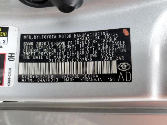 Photo 10 from auction – 2014 TOYOTA COROLLA L with VIN 2T1BURHE6EC037858