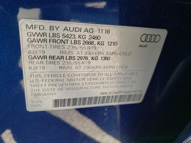 Photo 10 from auction – 2017 AUDI Q5 PREMIUM with VIN WA1C2AFP1HA076733