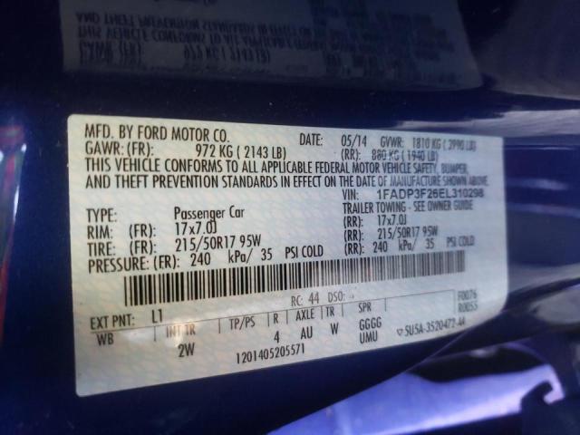 Photo 10 from auction – 2014 FORD FOCUS SE with VIN 1FADP3F26EL310298