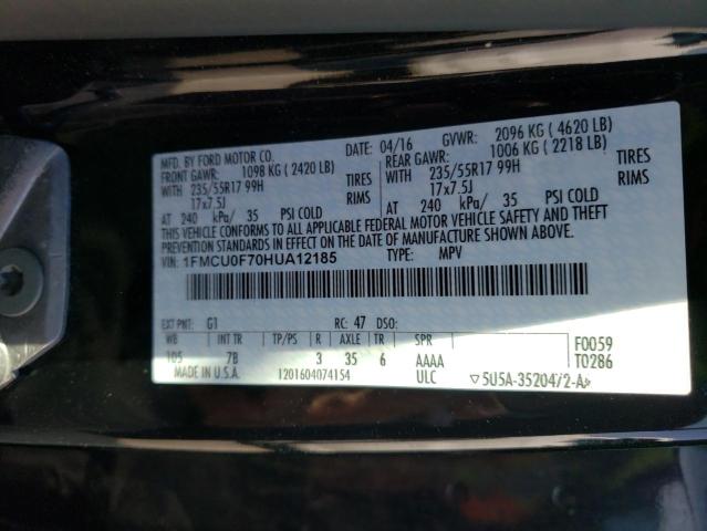 Photo 10 from auction – 2017 FORD ESCAPE S with VIN 1FMCU0F70HUA12185