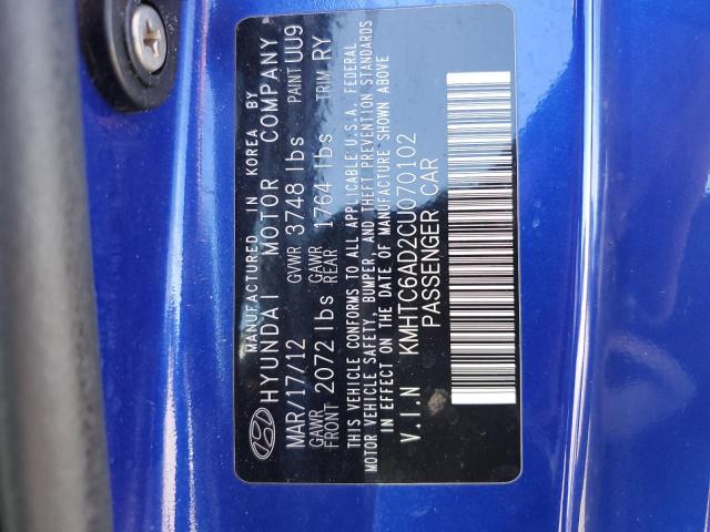 Photo 10 from auction – 2012 HYUNDAI VELOSTER with VIN KMHTC6AD2CU070102