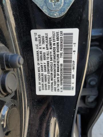 Photo 10 from auction – 2012 HONDA CIVIC with VIN 19XFB2F5XCE093169