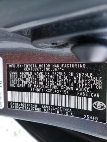 Photo 10 from auction – 2014 TOYOTA CAMRY L with VIN 4T1BF1FKXEU427154
