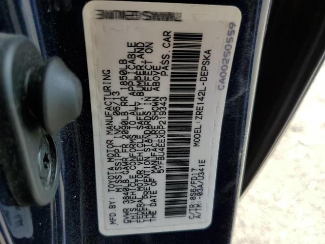 Photo 10 from auction – 2013 TOYOTA COROLLA BA with VIN 5YFBU4EEXDP219343