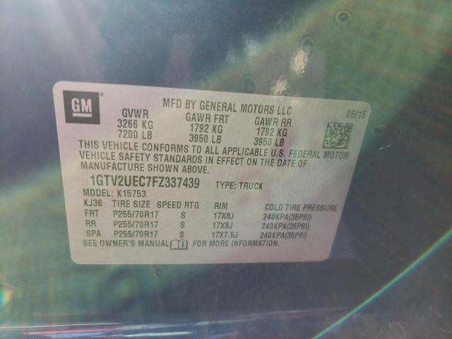 Photo 10 from auction – 2015 GMC SIERRA K15 with VIN 1GTV2UEC7FZ337439