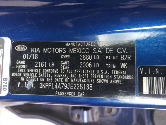 Photo 10 from auction – 2018 KIA FORTE LX with VIN 3KPFL4A79JE228138