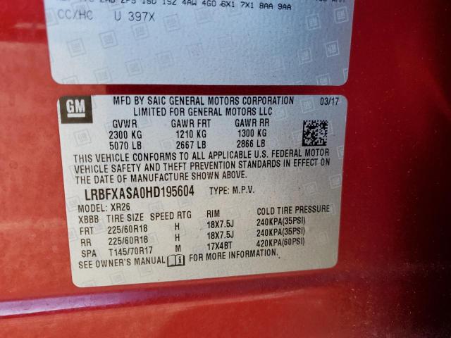 Photo 10 from auction – 2017 BUICK ENVISION P with VIN LRBFXASA0HD195604